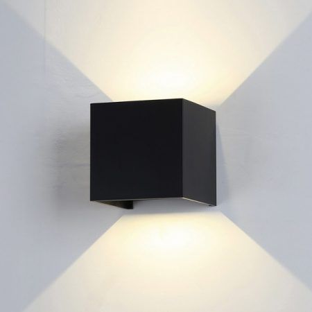Aplique Led Negro Cuadrado Doble Dirigible Luz Calida 6w