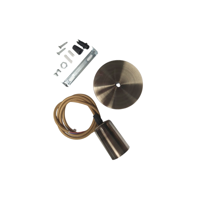 Soquete Metálico Liso Bronce - Negro Elegante E27