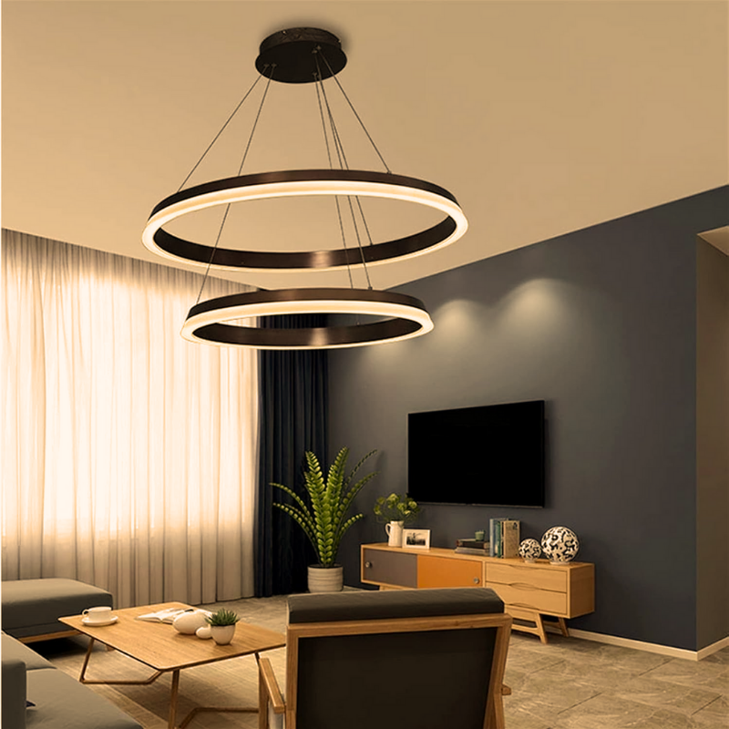 Lámpara Modelo Hoshizora Dimeable Aro 80cm Y 60cm C/Control Cafe 36w /45w 3000-4000-6000k