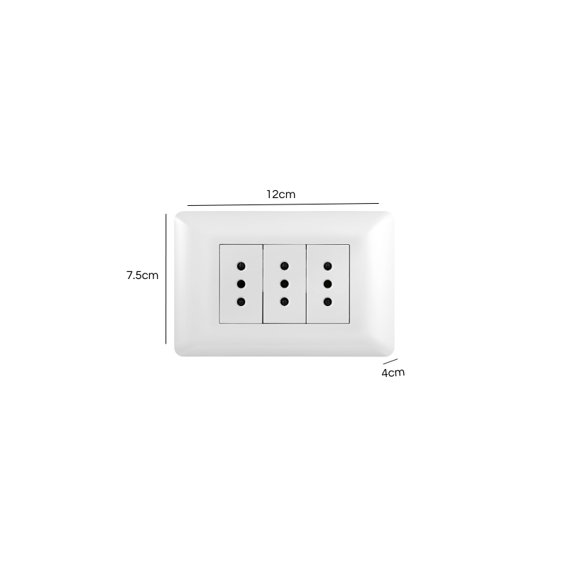 Tomacorriente Triple Puenteado Armado 10A Blanco PC SEC