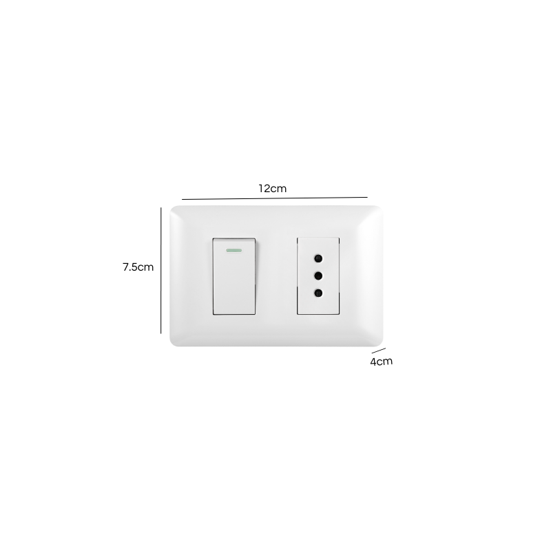 Interruptor Puenteado Armado 9/12 16A + Tomacorriente 10A Blanco PC SEC