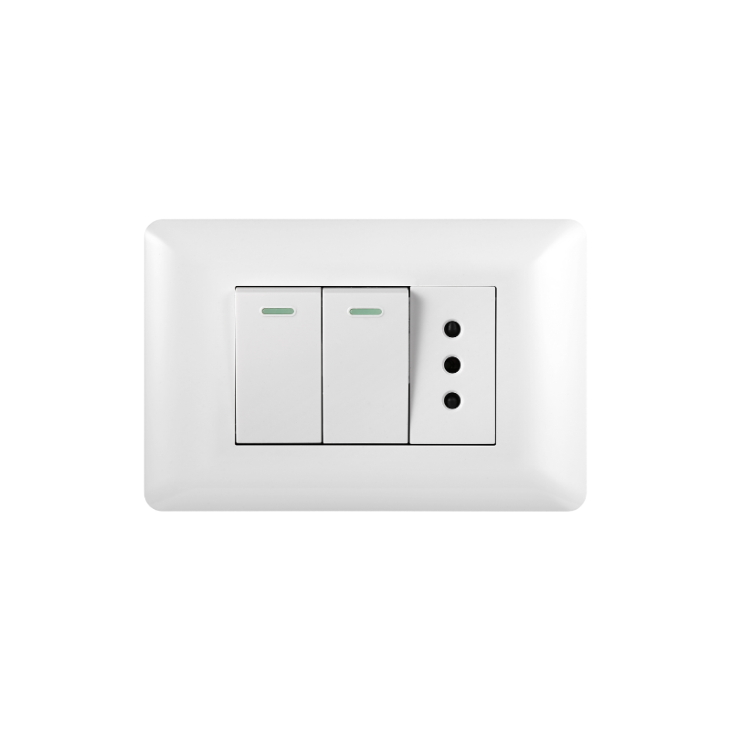 Interruptor Puenteado Armado 9/12 16A + 2 Tomacorrientes 10A Blanco PC SEC