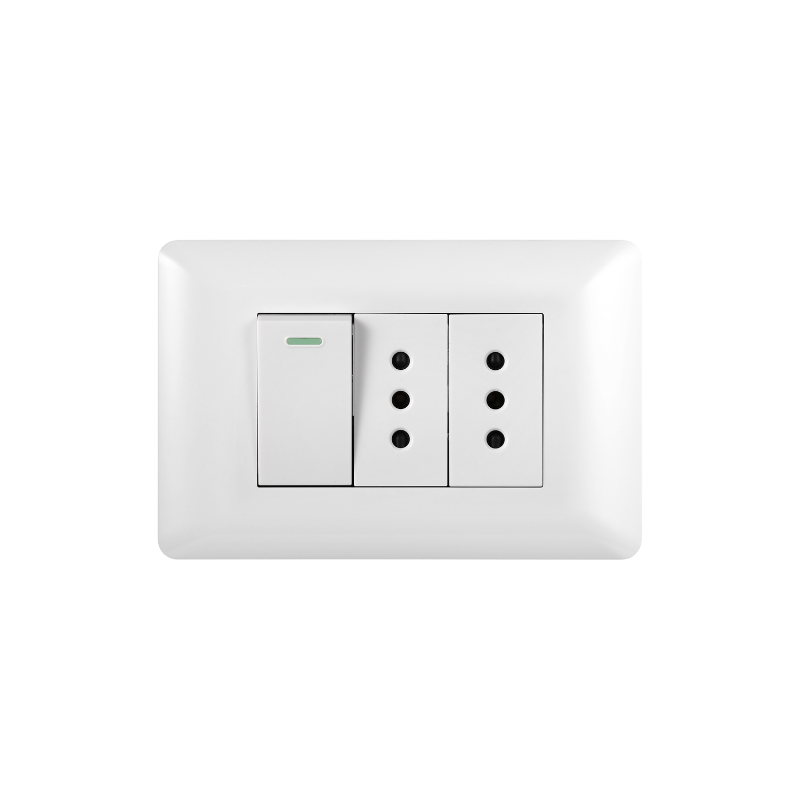 Interruptor Puenteado Armado 9/12 16A + Tomacorriente 16A Blanco PC SEC