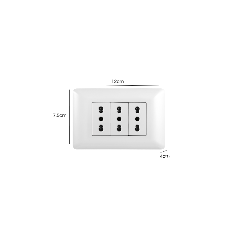 Tomacorriente Triple Armado 16A Blanco PC SEC