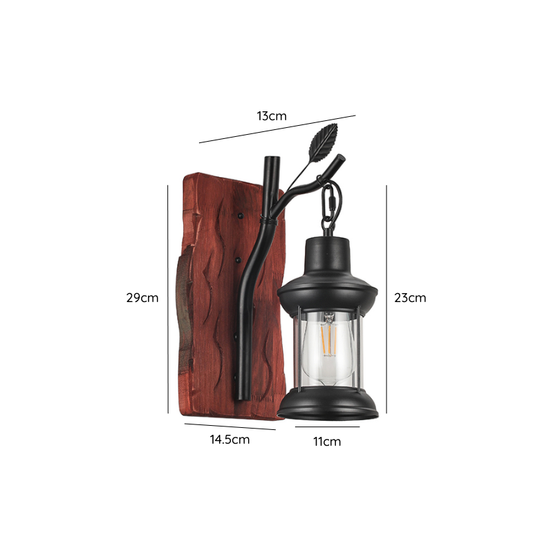 Aplique Negro Madera Mdf Porta E27 Simple Modelo Bubinga