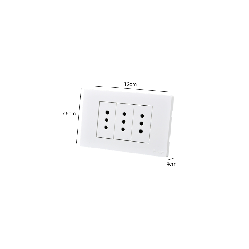 Tomacorriente Triple Puenteado Armado 10A Blanco SEC