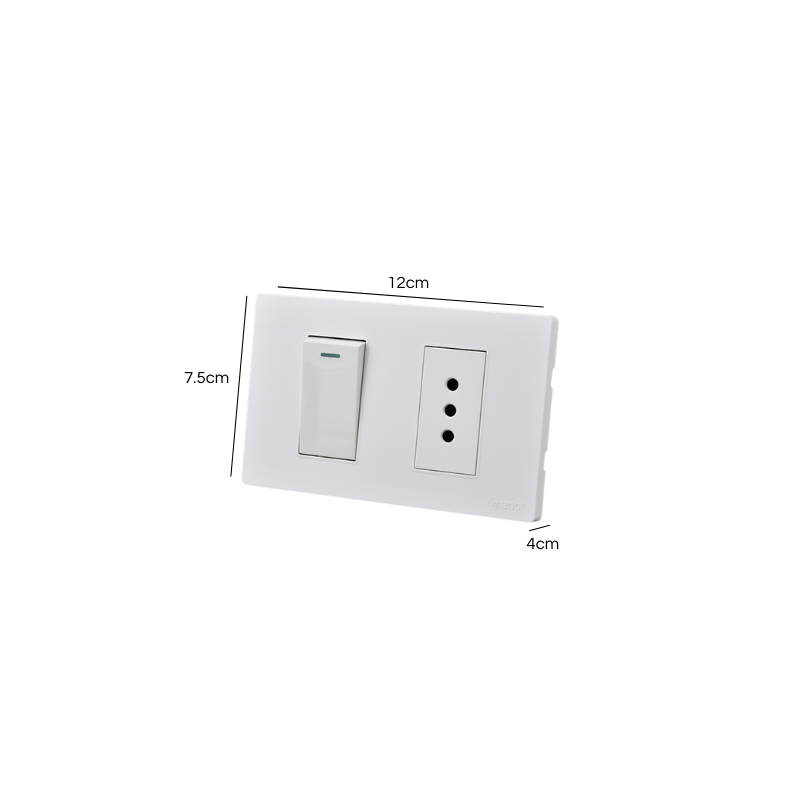 Interruptor Puenteado Armado 9/12 16A + Tomacorriente 10A Blanco SEC