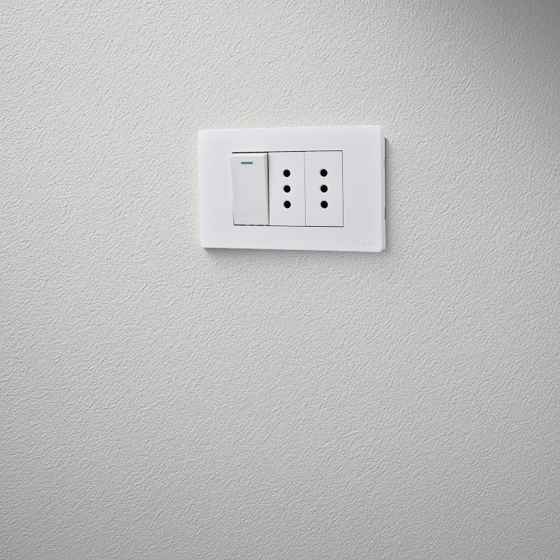 Interruptor Puenteado Armado 9/12 16A + 2 Tomacorrientes 10A Blanco SEC