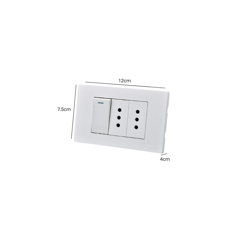 Interruptor Puenteado Armado 9/12 16A + 2 Tomacorrientes 10A Blanco SEC