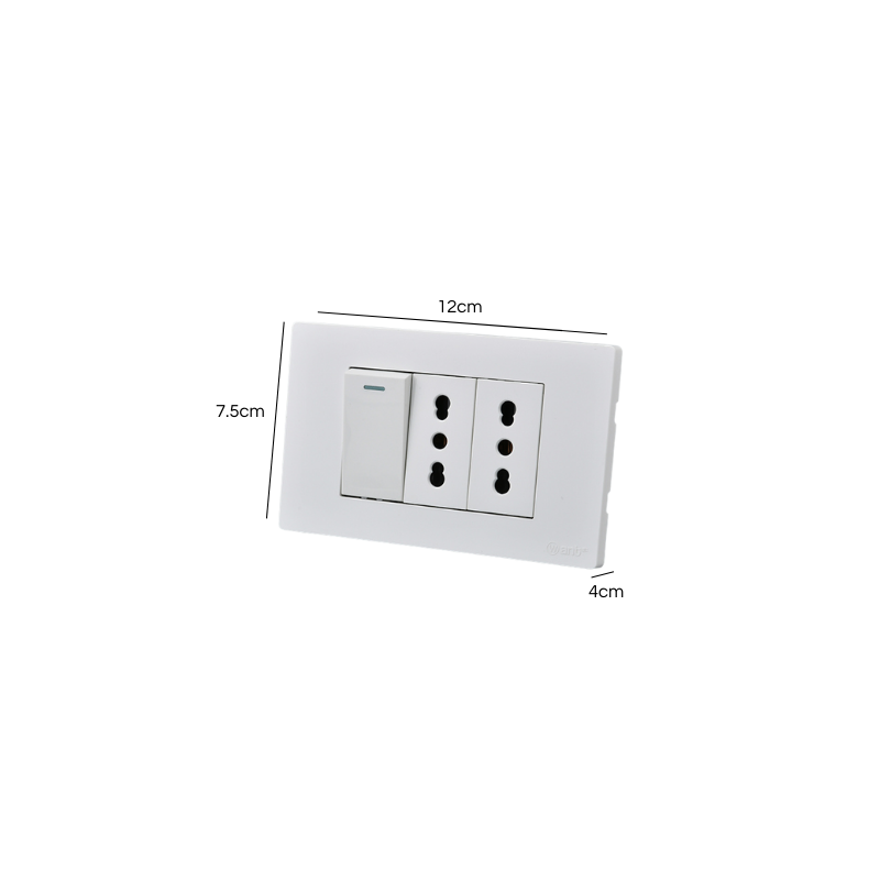 Interruptor Puenteado Armado 9/12 16A + 2 Tomacorrientes 16A Blanco SEC