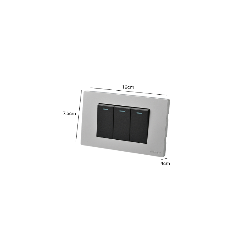 Interruptor Triple Armado 9/12 16A Plateado/Negro SEC