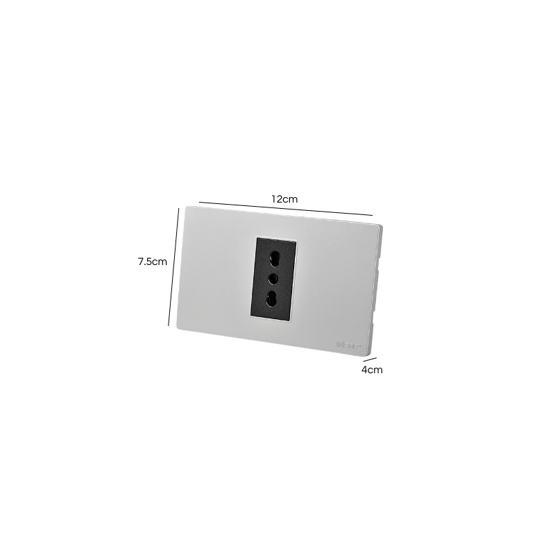 Tomacorriente Simple Puenteado Armado 16A Plateado/Negro SEC
