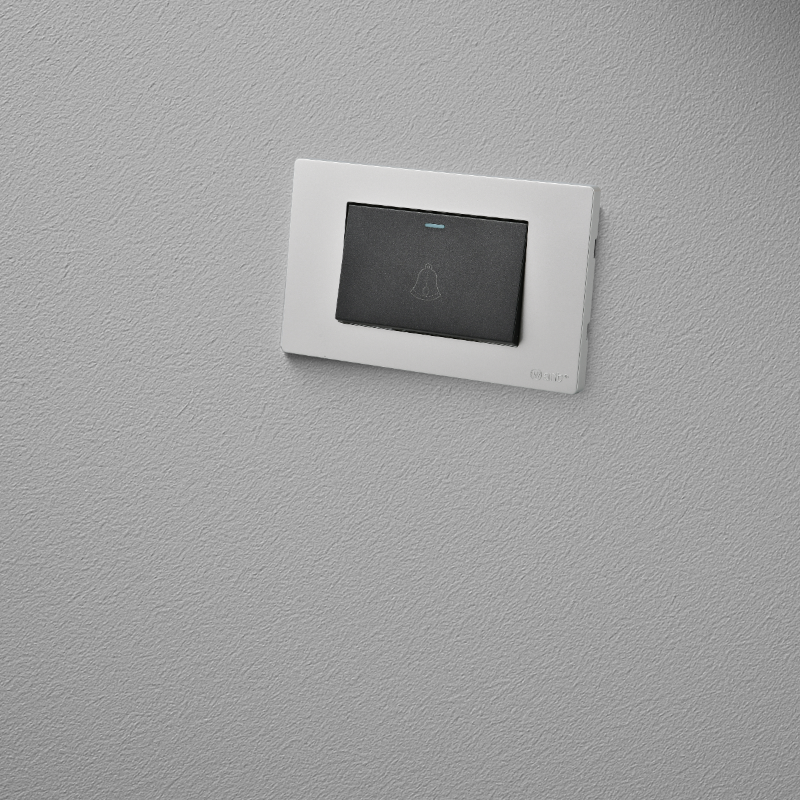 Interruptor Pulsador Puenteado Simple 10A Plateado/Negro