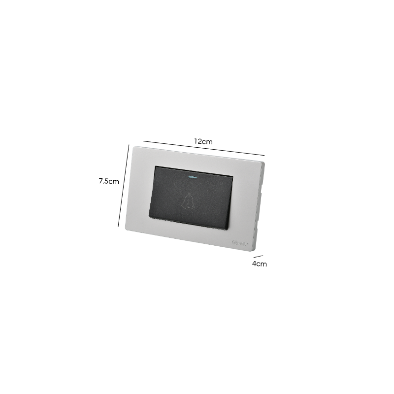 Interruptor Pulsador Puenteado Simple 10A Plateado/Negro