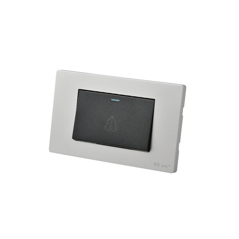 Interruptor Pulsador Puenteado Simple 10A Plateado/Negro