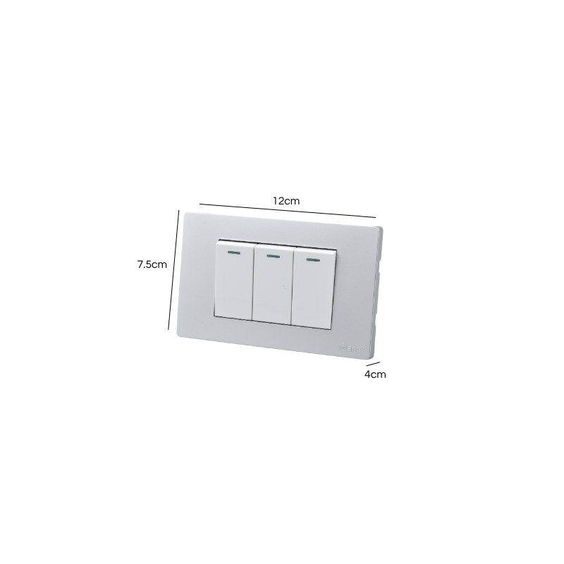 Interruptor Triple Armado 9/12 16A Plateado SEC