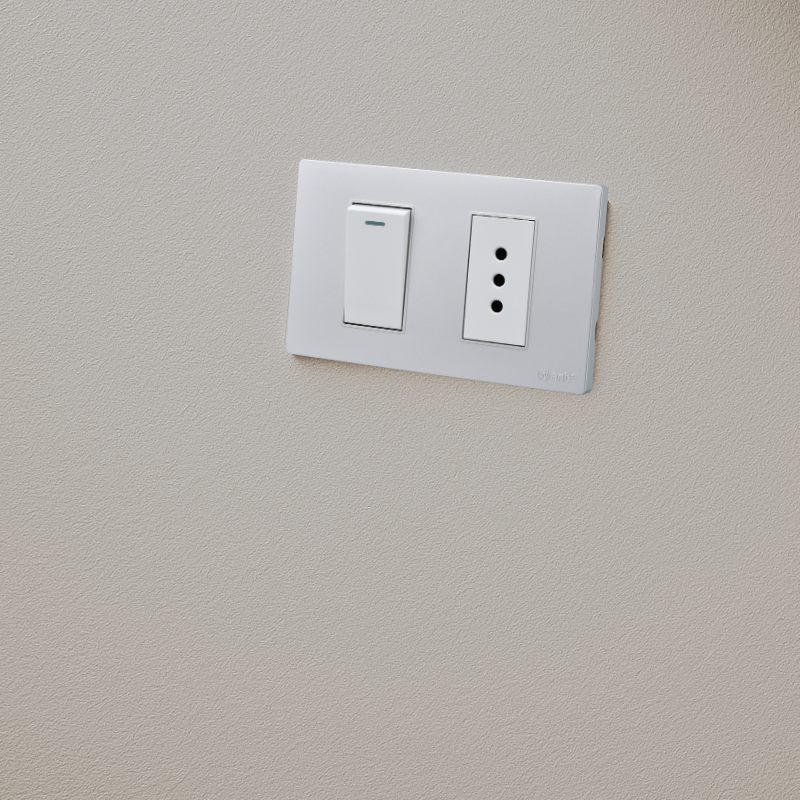 Interruptor Puenteado Armado 9/12 16A + Tomacorriente 10A Plateado SEC