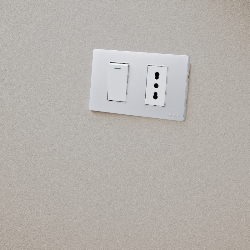 Interruptor Puenteado Armado 9/12 16A + Tomacorriente 16A Plateado SEC
