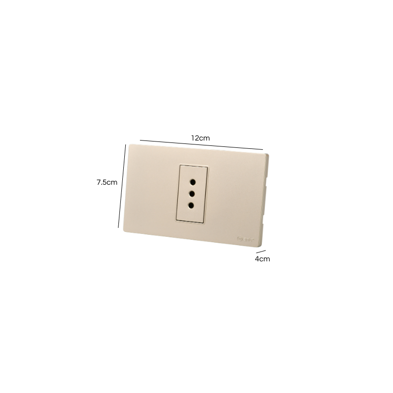 Tomacorriente Simple Puenteado Armado 10A Dorado SEC