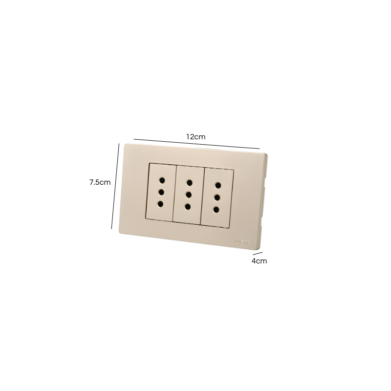 Tomacorriente Triple Armado 10A Dorado SEC