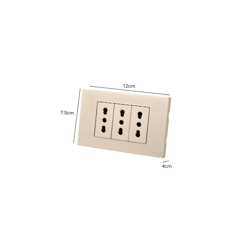 Tomacorriente Triple Puenteado Armado 16A Dorado SEC