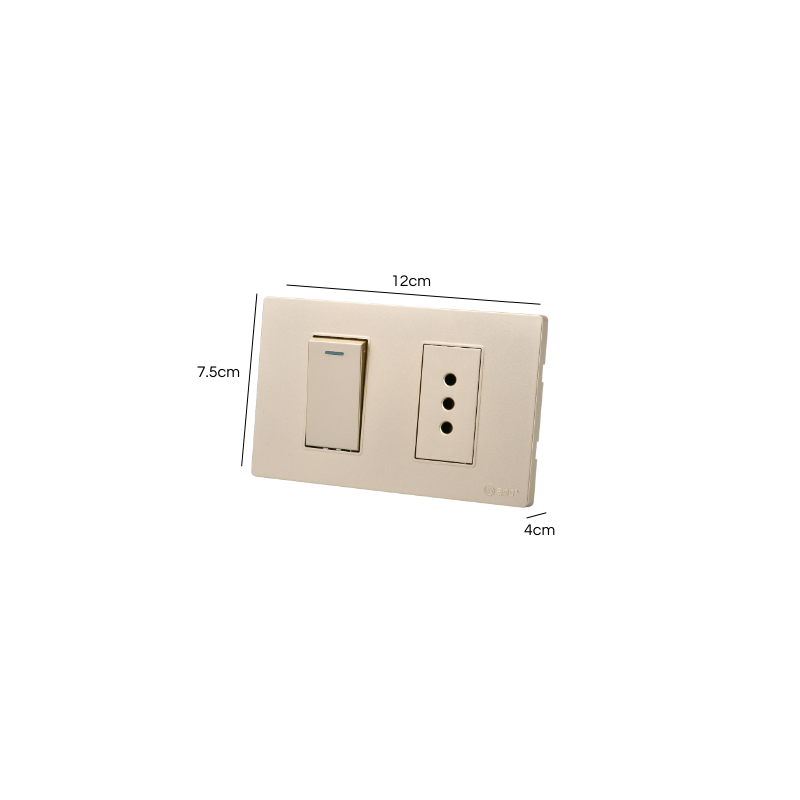 Interruptor Puenteado Armado 9/12 16A + Tomacorriente 10A Dorado SEC