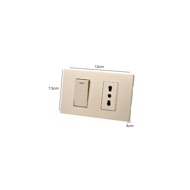 Interruptor Puenteado Armado 9/12 16A + Tomacorriente 16A Dorado SEC