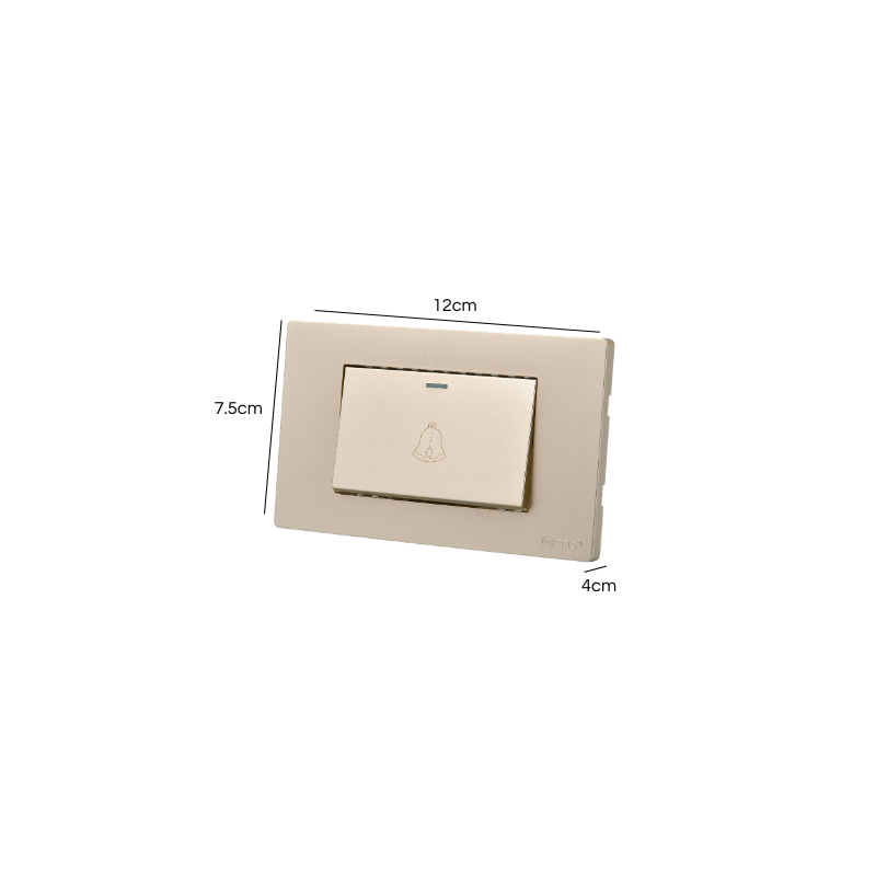 Interruptor Pulsador Simple 10A Dorado