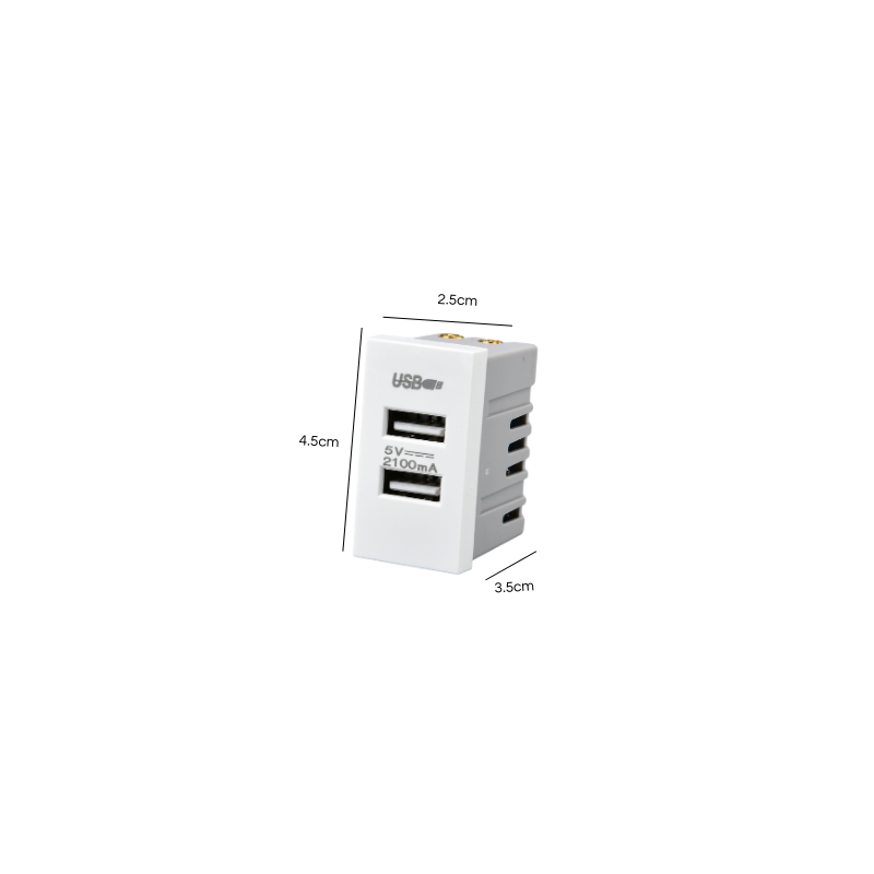 Modulo Doble Usb Met 250v Blanco