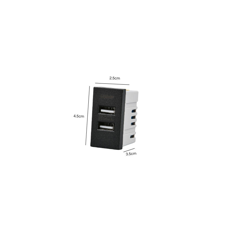 Modulo Doble Usb Met 250v Plateado/Negro