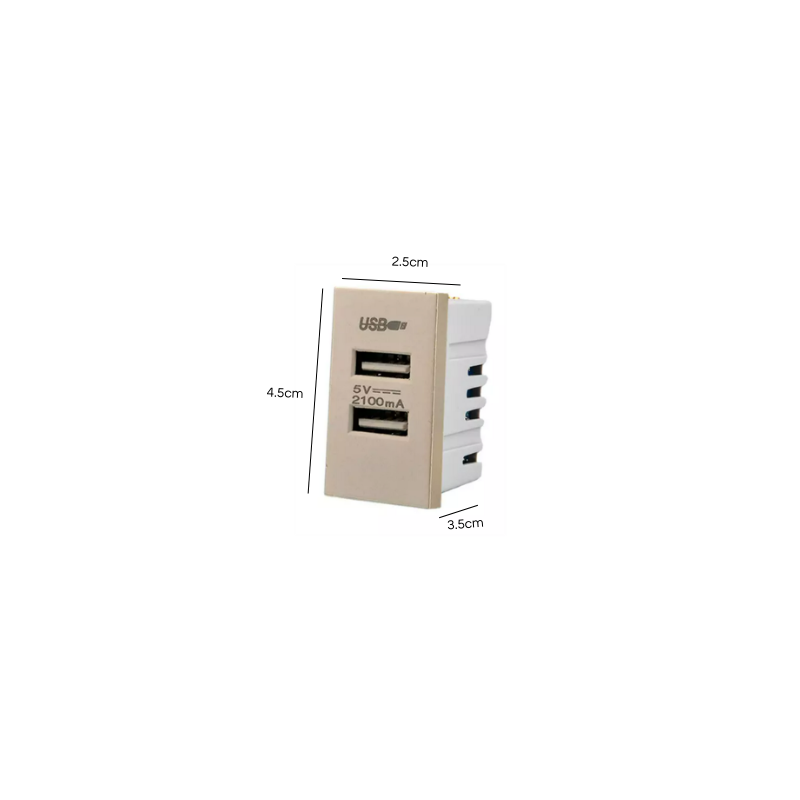 Modulo Doble Usb Met 250v Dorado