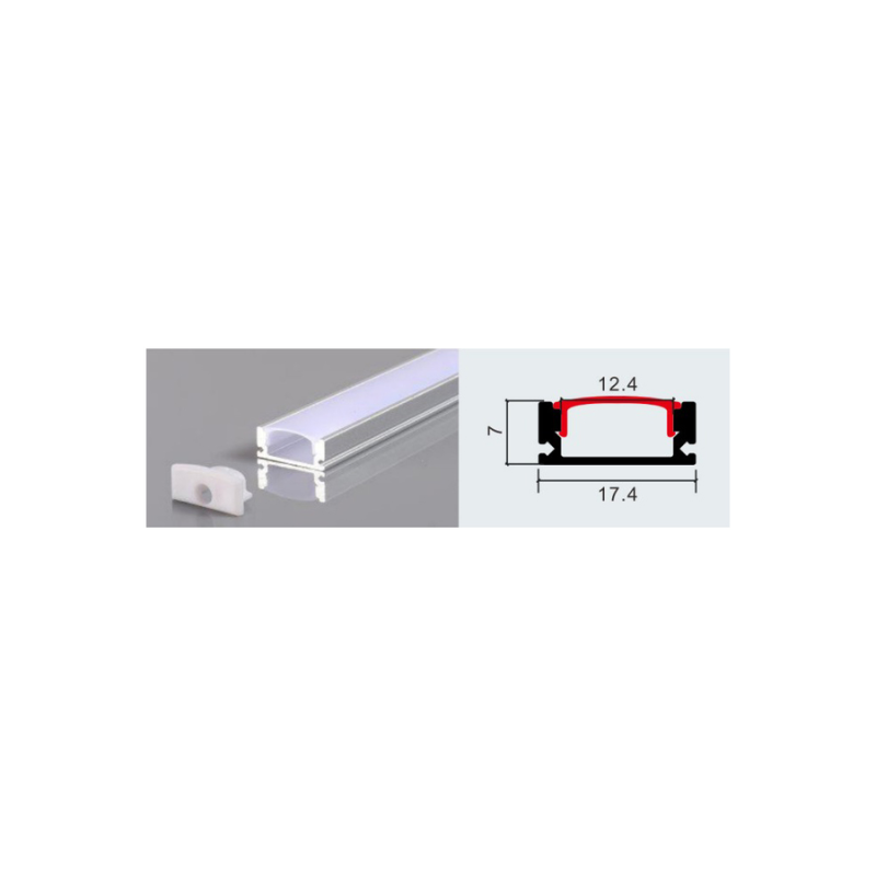 Perfil 2 metros 509 Sobrepuesto Color Aluminio 0.5mm Pack 10 unidades