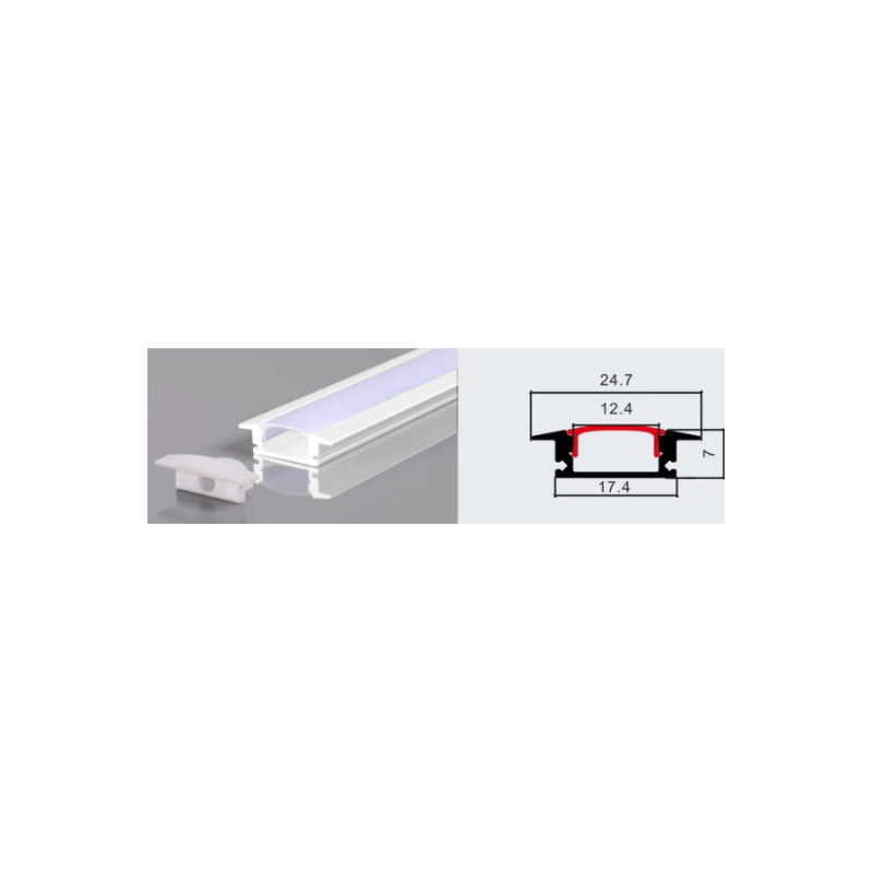 Perfil 2 metros 508 Embutido Color Blanco 0.5mm Pack 10 unidades
