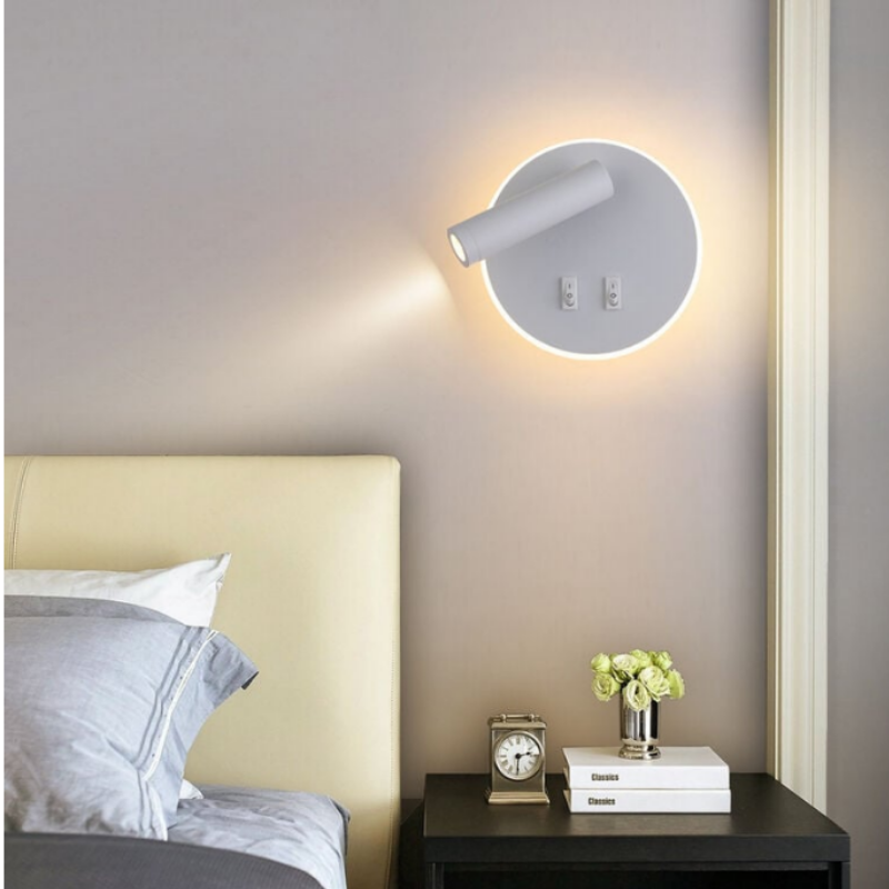 Aplique Led Dirigible Redondo Blanco Luz Calida 3W+8W