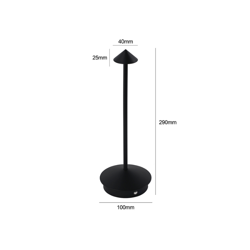 Lampara Led Negra Tactil Recargable con Usb