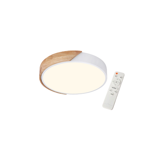 Lámpara Led Modelo Hinata C/Control Redonda Sobrepuesta 24w 30cm Mdf Blanca 3000-4000-6000k