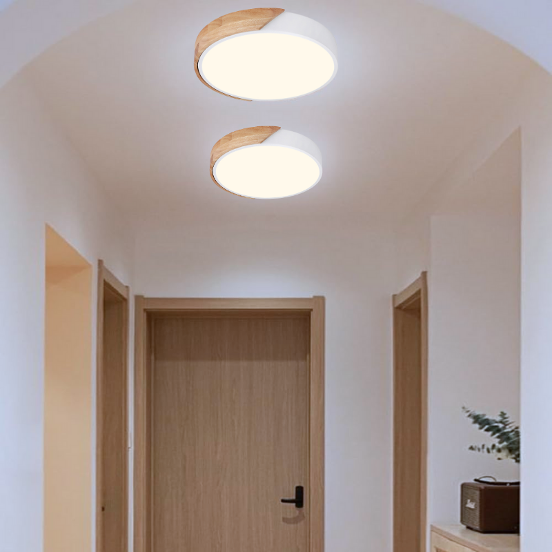 Lámpara Led Modelo Hinata C/Control Redonda Sobrepuesta 24w 30cm Mdf Blanca 3000-4000-6000k