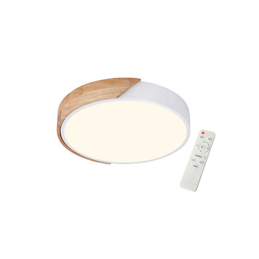 Lámpara Led Modelo Hinata C/Control Redonda Sobrepuesta 36w 40cm Mdf Blanca 3000-4000-6000k