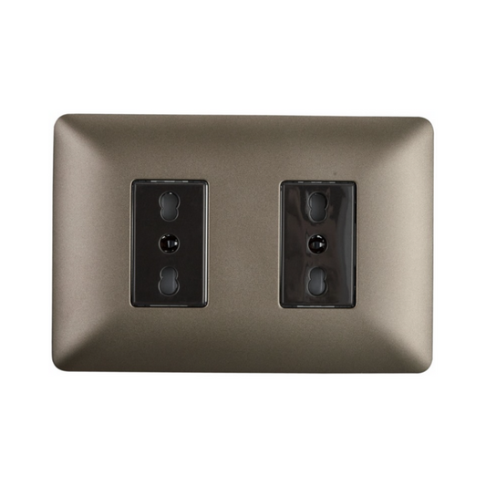 Enchufe Tomacorriente Doble Bipaso Café 10/16 220v SEC