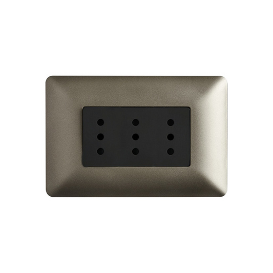 Enchufe Doble Puenteado 10A 250V Café