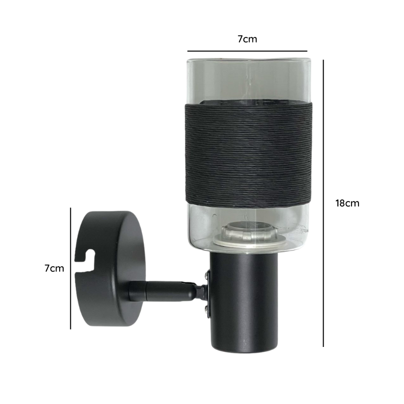 Aplique Negro Elegante Vidrio Aluminio Dirigible Base E14