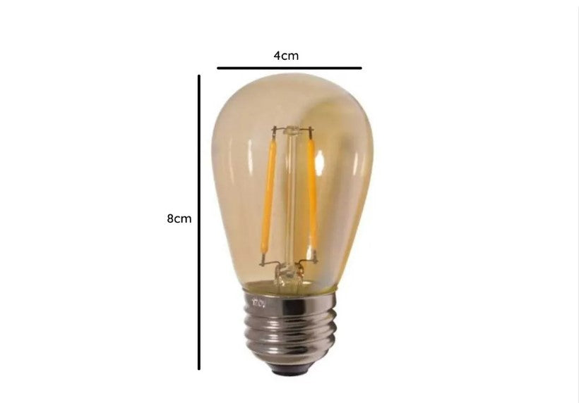 Pack 15 Ampolletas Led Vintage Edison S14 Rosca Normal E27 2w 2700K