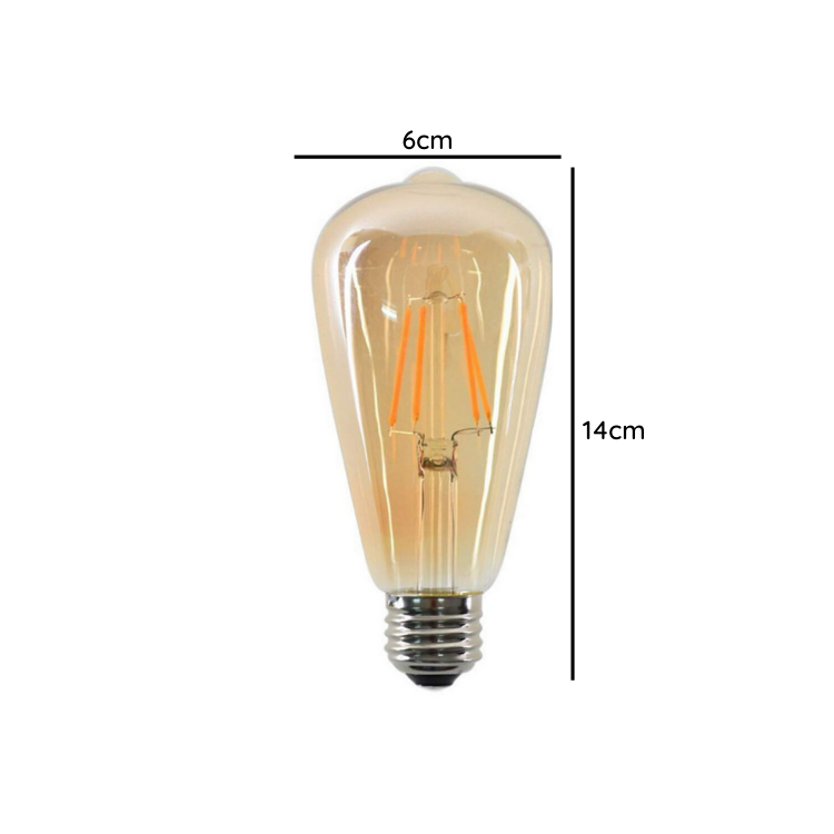PackX6 Ampolletas Vintage Led Edison Filamento E27 6w