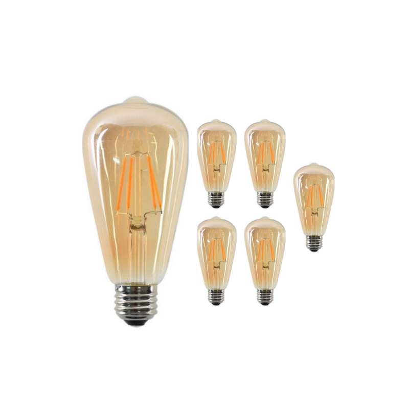 PackX6 Ampolletas Vintage Led Edison Filamento E27 6w