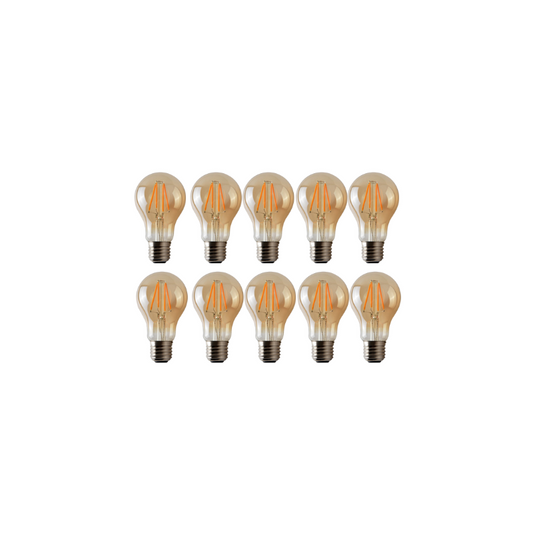 Pack 10 Ampolletas Led A60 Vintage 4w E27 2700k Ambar