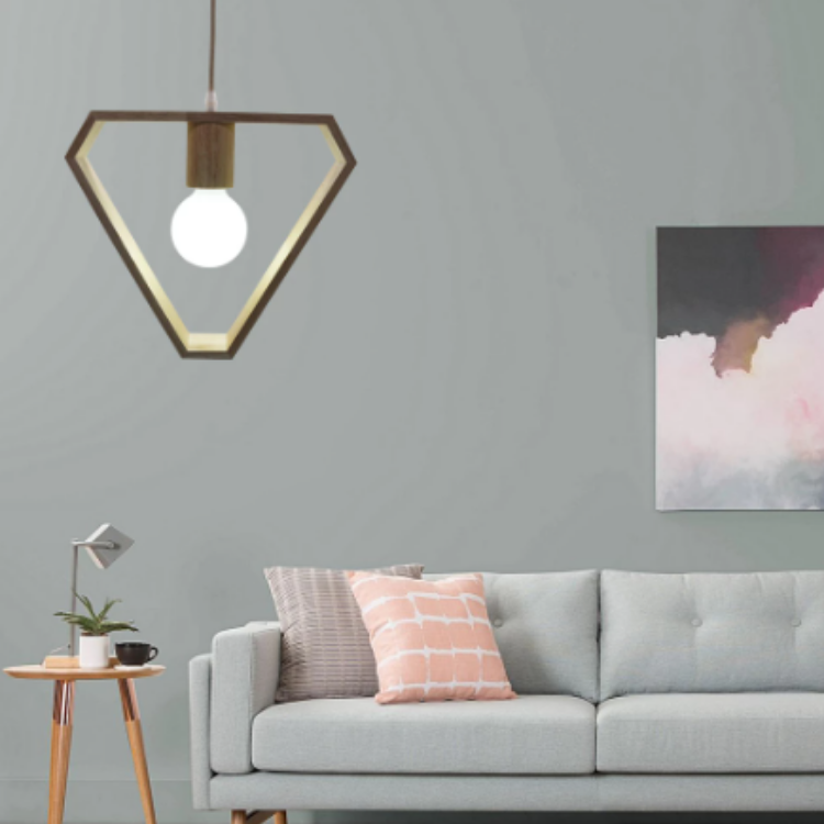 Lampara Triangulo de Madera E27