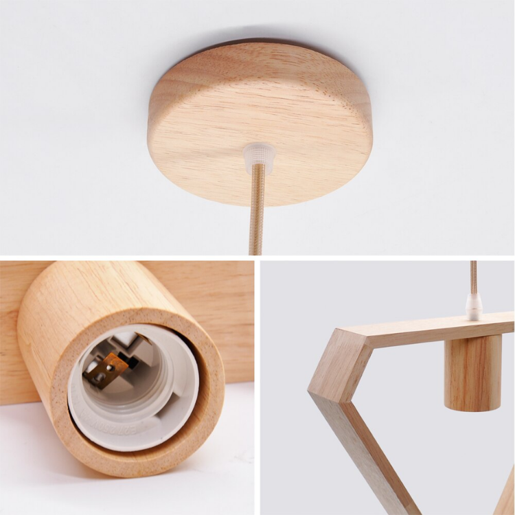 Lampara Triangulo de Madera E27