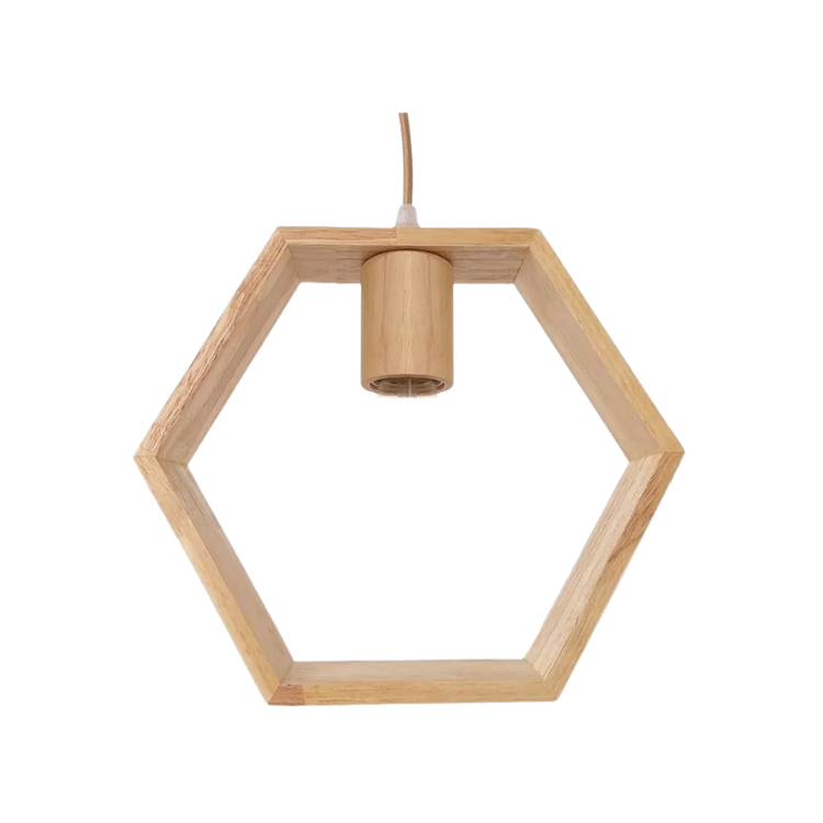 Lampara Hexágono de Madera E27