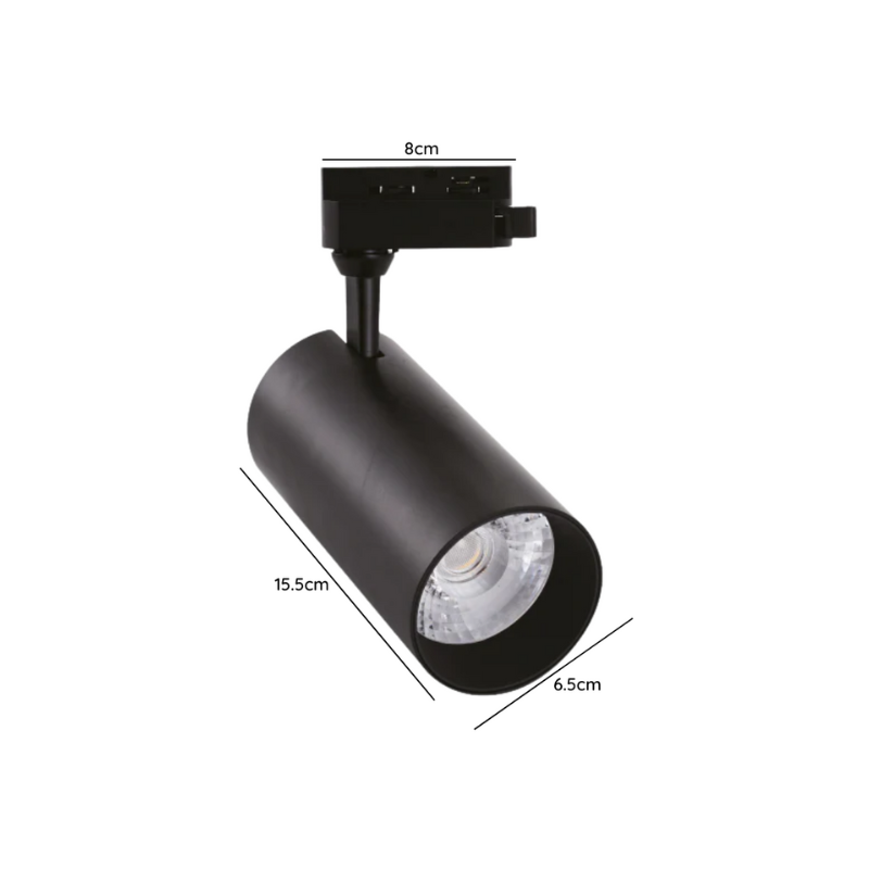 Foco Riel Monofasico 20w Led 220v Negro