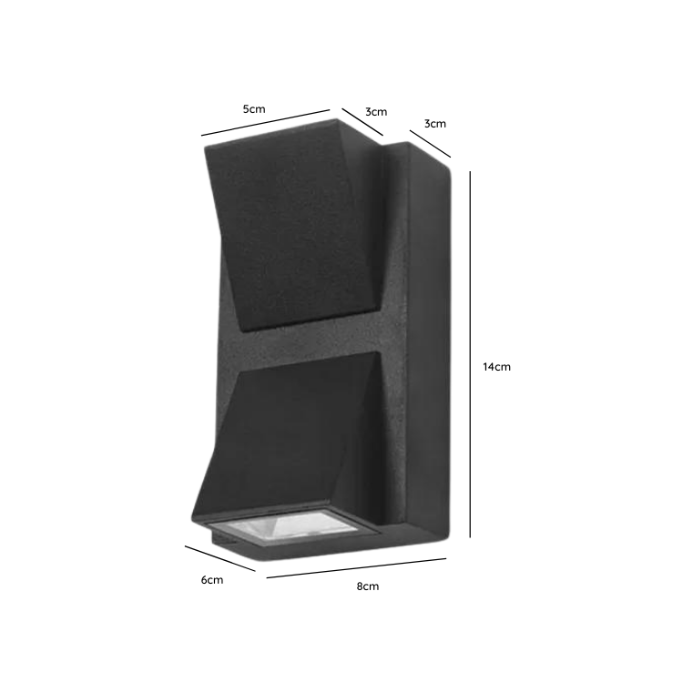 Aplique Led Doble 2x3w Exterior Luz Cálida 3000K Modelo Kapelle Negro